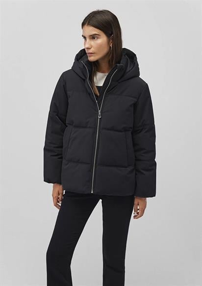 Mavi Kapüşonlu Siyah Şişme Mont