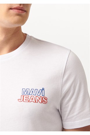 Mavi Baskılı Tişört Beyaz  066841-620