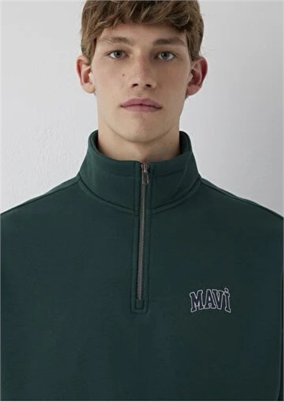 Mavi Yarım Fermuarlı  Erkek Sweatshirt 0S10208-85173