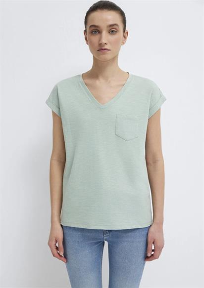 Mavi V Yaka Basıc Kadın T-Shirt 1600961-71780