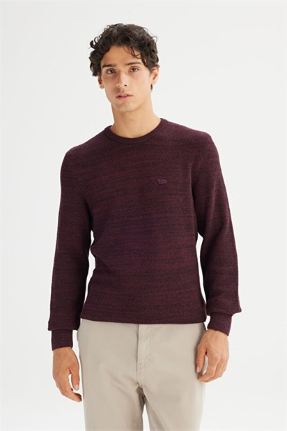 Lee Regular Fit Normal Kesim Bisiklet Yaka Bordo Triko Erkek Kazak L2520364810