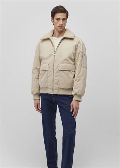 Mavi Dik Yaka Bej Bomber Ceket-0110465-86559