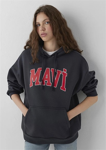 Mavi Logo Baskılı Kapüşonlu Kadın Sweatshirt 1600361-70499