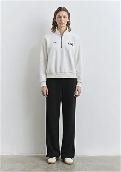 Mavi Logo Baskılı Yarım Fermuar Kadın Sweatshirt-1S10373-70057