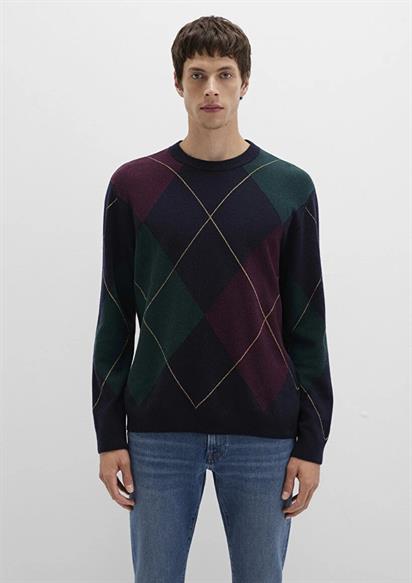 Mavi Jakarlı Derin Lacivert Erkek Kazak 0710334-70497