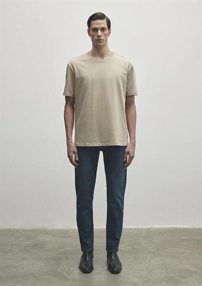 Mavi Bisiklet Yaka Tişört Boz Kahve