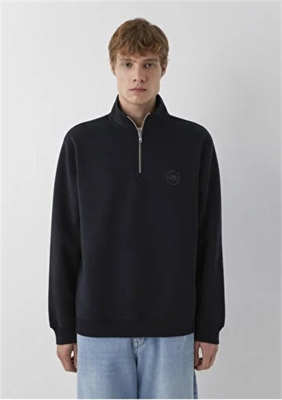 Mavi Yarım Fermuarlı Logo Erkek Sweatshirt 0S20112-900
