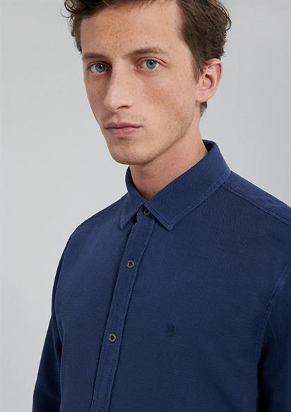 Mavi Uzun Kol Gömlek Gece Mavi Erkek Gömlek