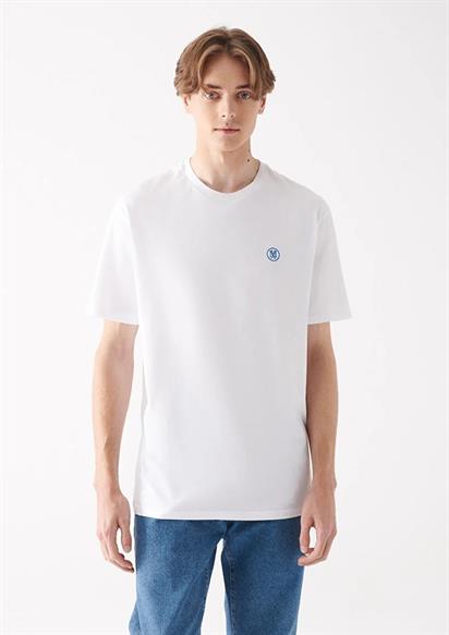 Mavi Logo Nakışlı  Beyaz Erkek T-Shirt 067074-620