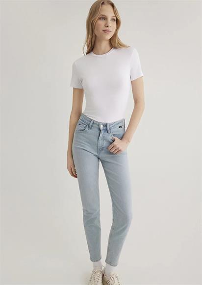 Mavi Yuvarlak Yaka Basıc  Beyaz Kadın T-Shirt 1600963-620