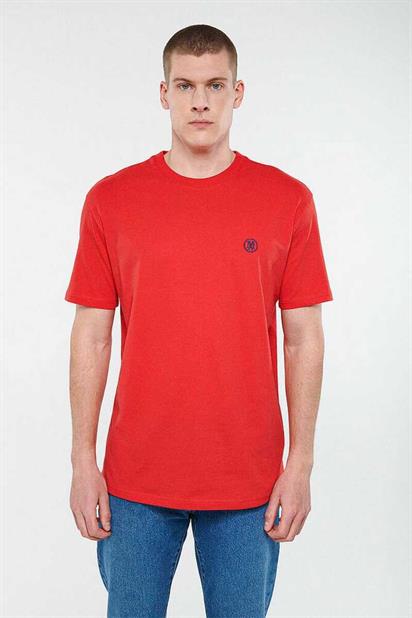 Mavi Logo Nakışlı Kırmızı Tişört 067074-70471