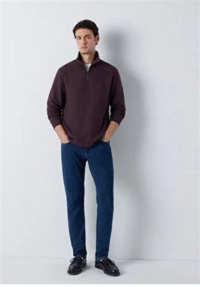 Mavi Yarım Fermuarlı  Erkek Sweatshirt 0S20027-88083