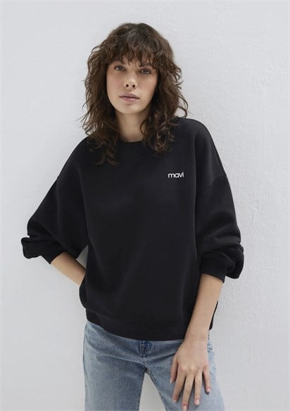 Mavi Logo Baskılı Siyah Sweatshirt 1S10490-900
