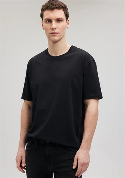 Mavi Bisiklet Yaka Tşört Siyah