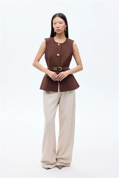 Quzu Bisiklet Yaka Kemerli Yelek 25YYLK00163