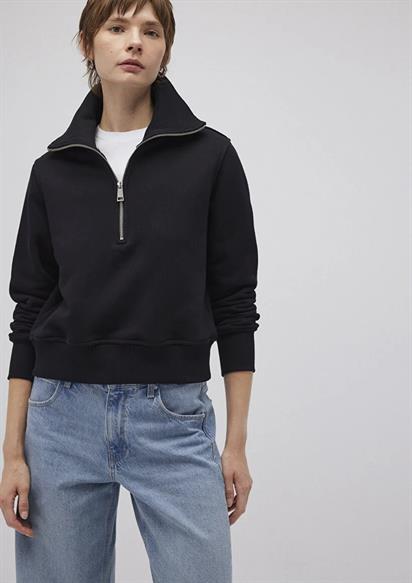 Mavi Yarım Fermuarlı Sweatshirt