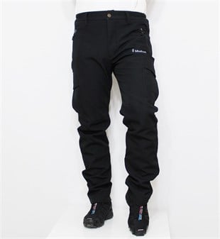 Mudwill Softshell Kargo Cepli Kışlık Erkek Pantolon-Siyah 300201