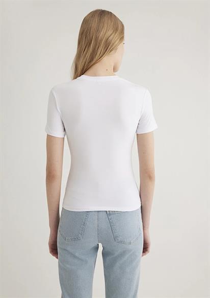 Mavi Yuvarlak Yaka Basıc  Beyaz Kadın T-Shirt 1600963-620