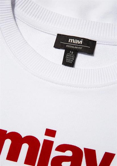 Mavi Mıav Baskılı Sweatshirt Beyaz Çocuk Sweatshirt 6610031-602