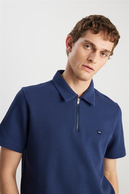 Wrangler Relaxed Fit Half Zip Polo Erkek T-shirt