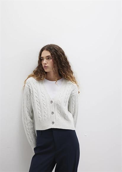 Mavi Orme Hırka Açık Gri Melanj Kadın Hırka 1710576-88467