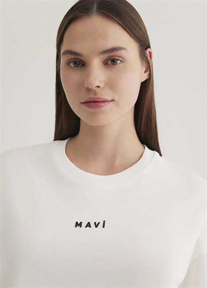 Mavi Mavı Baskılı  Kırık Beyaz Kadın T-Shirt 1612518-70057