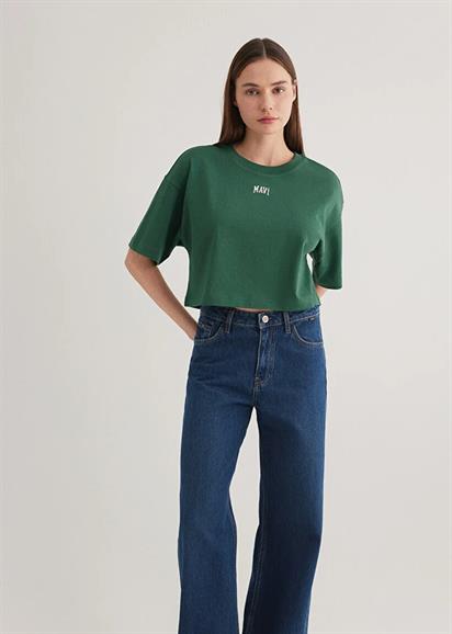 Mavi Yuvarlak Yaka Kısa Kollu Kadın T-Shirt 1611585-71874