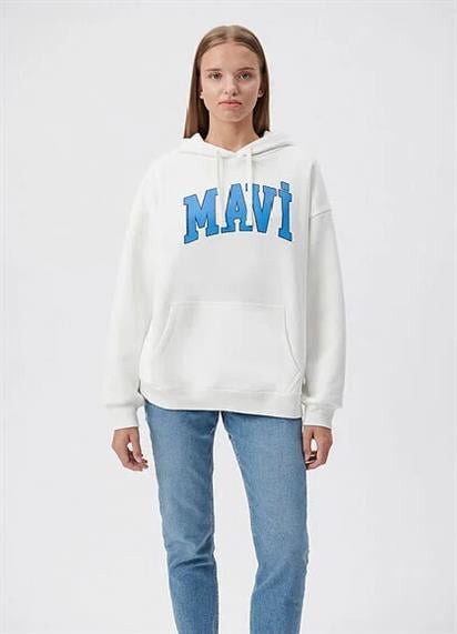 Mavi Logo Kapüşonlu Kırık Bey Kadın Sweatshırt 1600361-81964