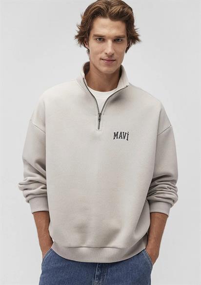 Mavi Logo Baskılı Yarı Fermuarlı Sweatshirt-0S10208-70074
