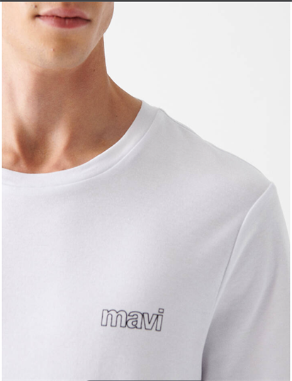 Mavi Logo Baskılı Beyaz Basic Tişört 0610360-620