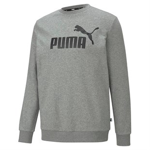 Puma Ess Big Logo Crew Erkek Sweatshirt Gray Heather - 58668003