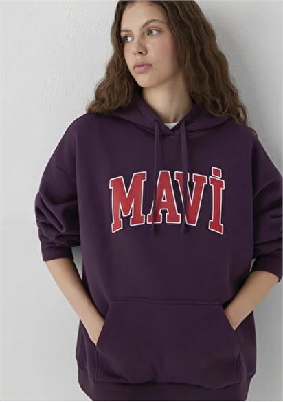 Mavi Logo Baskılı Oversize Kadın Sweatshirt-1600361-70635