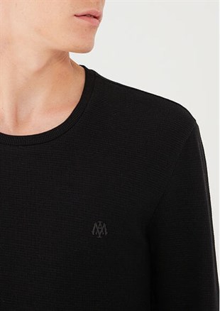 Mavi Uzun Kol  Siyah Erkek Sweatshirt