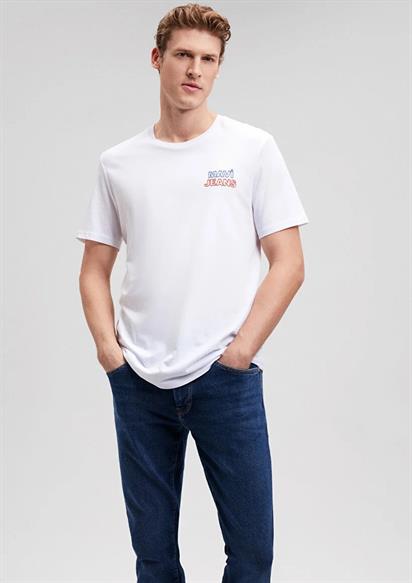 Mavi Baskılı Beyaz Erkek T-Shirt 066841-620