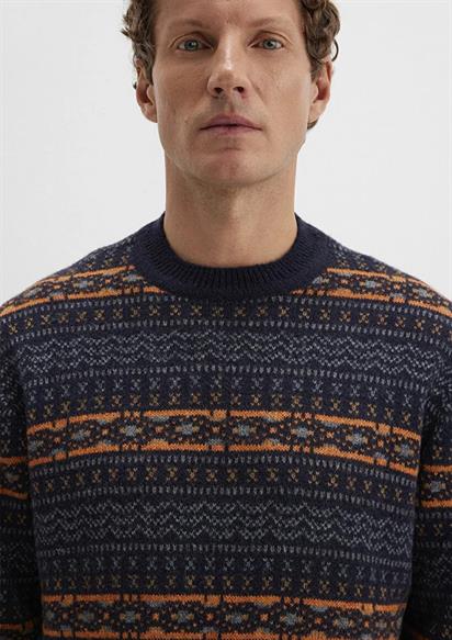 Mavi Jakarlı Derin Lacivert Erkek Kazak 0710331-70497