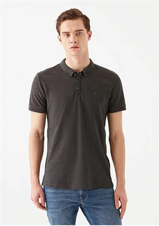 Mavi Polo Tişört Koyu Gri Melanj