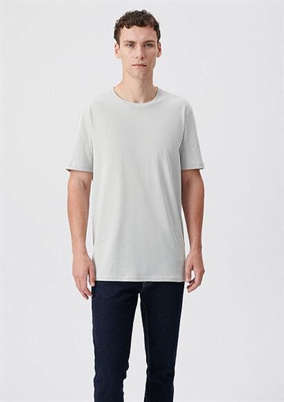 Mavi Basıc Bisiklet Yaka  Açık Gri Erkek T-Shirt 0610251-70075