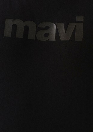Mavi Baskılı Erkek T-Shirt Siyah