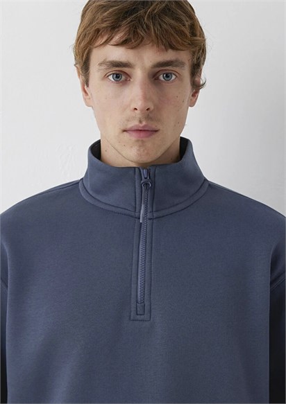 Mavi Yarım Fermuarlı   Erkek Sweatshirt 0S10278-70759