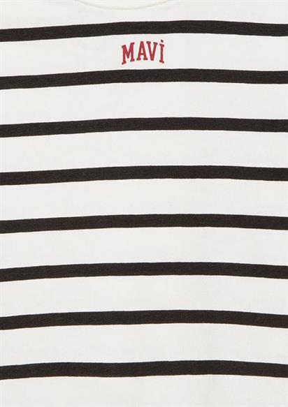 Mavi Logo Baskılı Siyah Çizgili Sweatshirt 7S10038-900