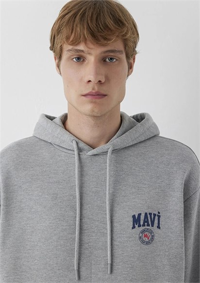 Mavi Logo Baskılı Kapşönlu  Erkek Sweatshırt-0S10656-80018