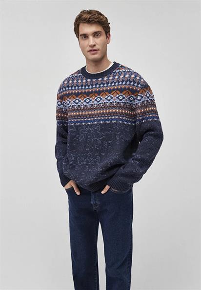 Mavi Erkek Jakarlı Lacivert Kazak 0710202-70490