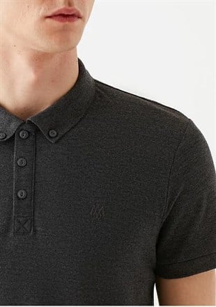 Mavi Polo Tişört Koyu Gri Melanj
