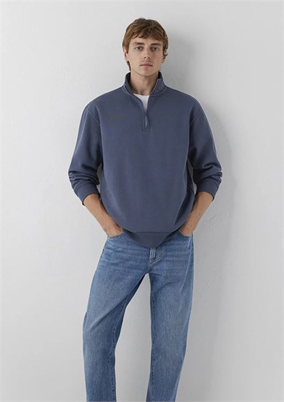 Mavi Yarım Fermuarlı   Erkek Sweatshirt 0S10278-70759