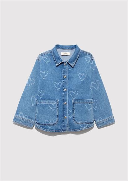 Mavi Lullu LT Heart Denim Çocuk Jean Gömlek-7210002-89486