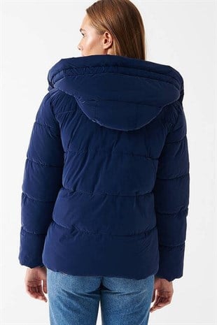 Mavi Kapüşonlu Lacivert Kadın Ceket   1110043-81774