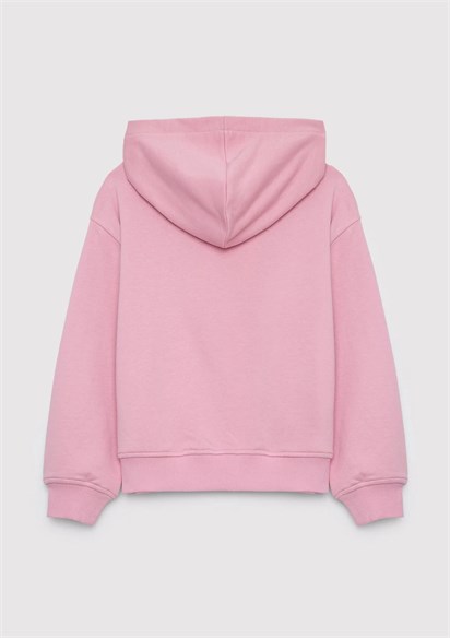 Mavi Kapüşonlu Pembe Sweatshirt