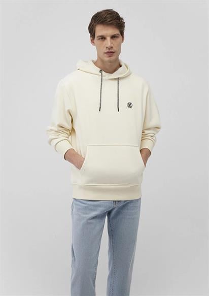 Mavi Kapüşonlü Erkek Sweatshirt Kırık Beyaz 065809-34519