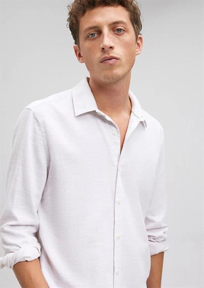 Mavı Uzun Kollu  Uçuk Bej Gömlek