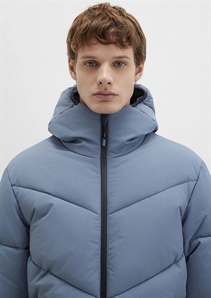 Mavi Kapüşonlu  Puslu Mavi Erkek Mont 0110360-70782